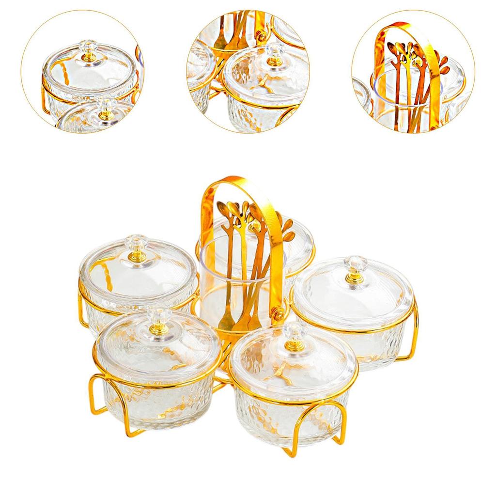 Dried Fruit Plate Luxury with 5 Fruit Forks Food Storage Box Ornament Appetizer Plate for Candy Cookies Cakes Fruit Dining Room