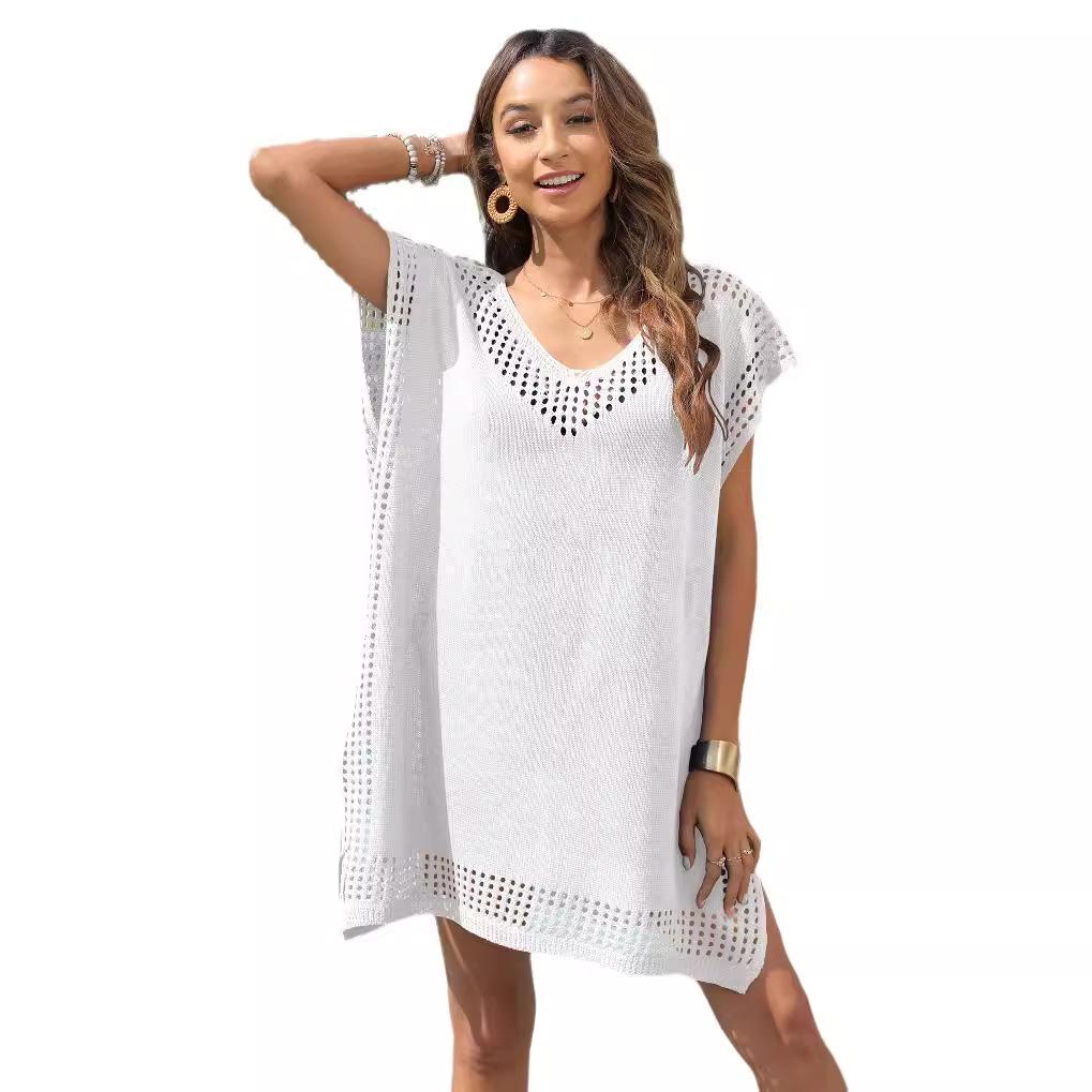 

Летние женские повседневные платья Женское платье с коротким рукавом и завязкой на талии Платье со свободной талией One Size белый