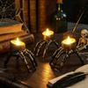 Spooky Home Decor Halloween Skeleton Hand Candle Light Gothic Creepy Skull Hands Fake LED Decorative Props for Festival Table Centerpiece Entryway,