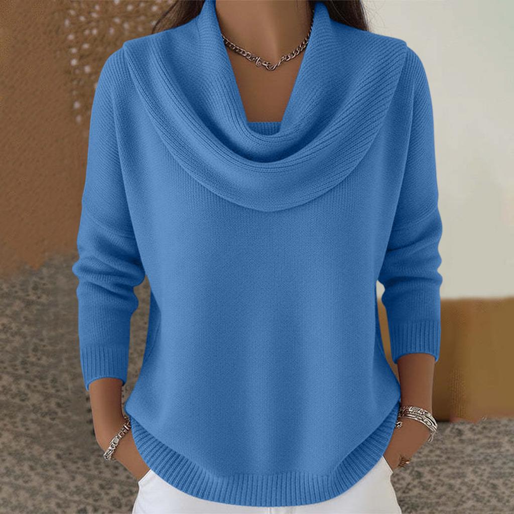 Women's Casual Long Sleeve Pullover Sweater Soft Knitwear with Cowl Neck for Everyday Wear Lightweight Comfortable Fit