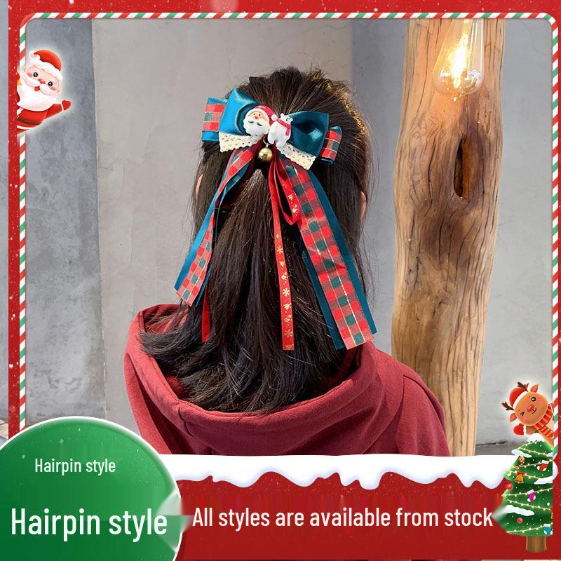 Handmade Fairy Mori Style Christmas Bow Hair Clip – Cute & Sweet Spring Hair Accessory