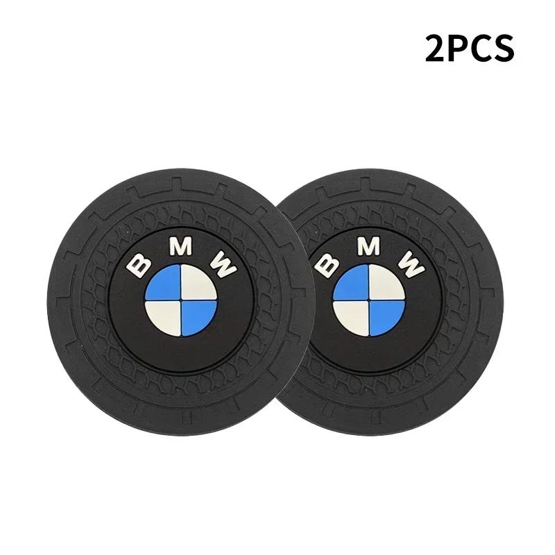 2pcs Car Coasters Water Cup Holder Pads Cup Slot Non-Slip Mat For Bmw E46 E39 E90 E60 E30 F10 F11 F20 F30 G20 G30 X1 X3 X5 Z4