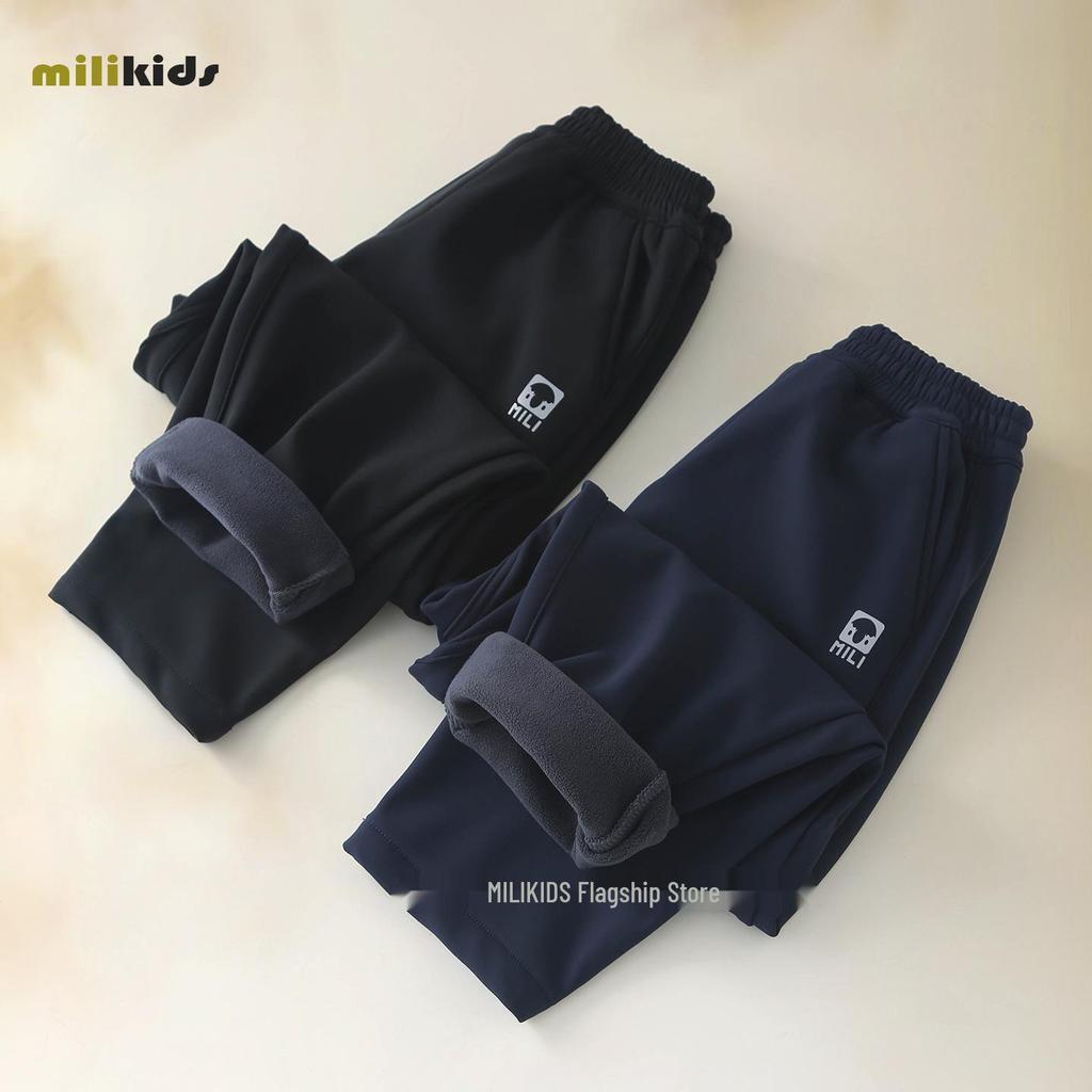 Dziecięce wiatroodporne spodnie dresowe z polaru - Jesienno-zimowa odzież sportowa dla chłopców i dziewcząt