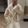 Ins style autumn and winter imitation fur jacket women's fashion green fruit collar fox fur jacket short plush jacket