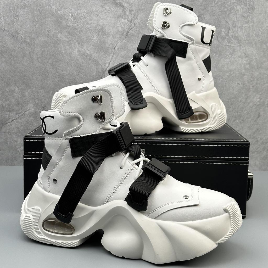 Europäische Herren High-Top Schwarze Sneaker: Frühling 2025 Trend, Größenerhöhend und Stilvoll