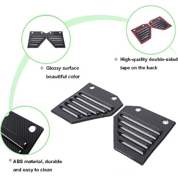 2PCS Car Side Vent Cover Hood Intake Bezel Trim Molding Compatible with 2003-2009 Hummer H2,Side Scoop Hood Cover Car Exterior Accessories (Carbon