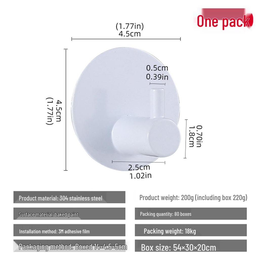 Stainless Steel No-Drill Adhesive Hook for Bathroom/Kitchen – Black