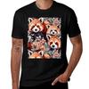 Süße Rote Pandas Fantastische Tiere Retro Aquarellmuster T-Shirt Große Größe Kurzarm-T-Shirt für Unisex