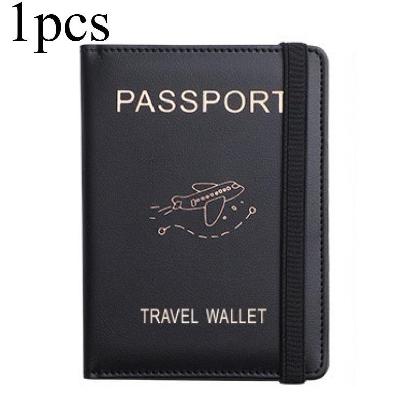 

1/2 шт. Сумка для паспорта из ПУ-кожи Сумка для хранения с множеством слотов для карт Многофункциональный чехол для удостоверения личности Чехол для паспорта Сумка для хранения с защитой от кражи и отделениями для кистей чёрный