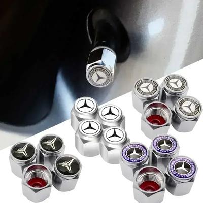 C200 E200 New 2025 For Mercedes Benz 4Pcs Alloy Car Wheel Tire Valve Stem Caps Tyre Air Cover For Mercedes Benz W212 W222 W211 W