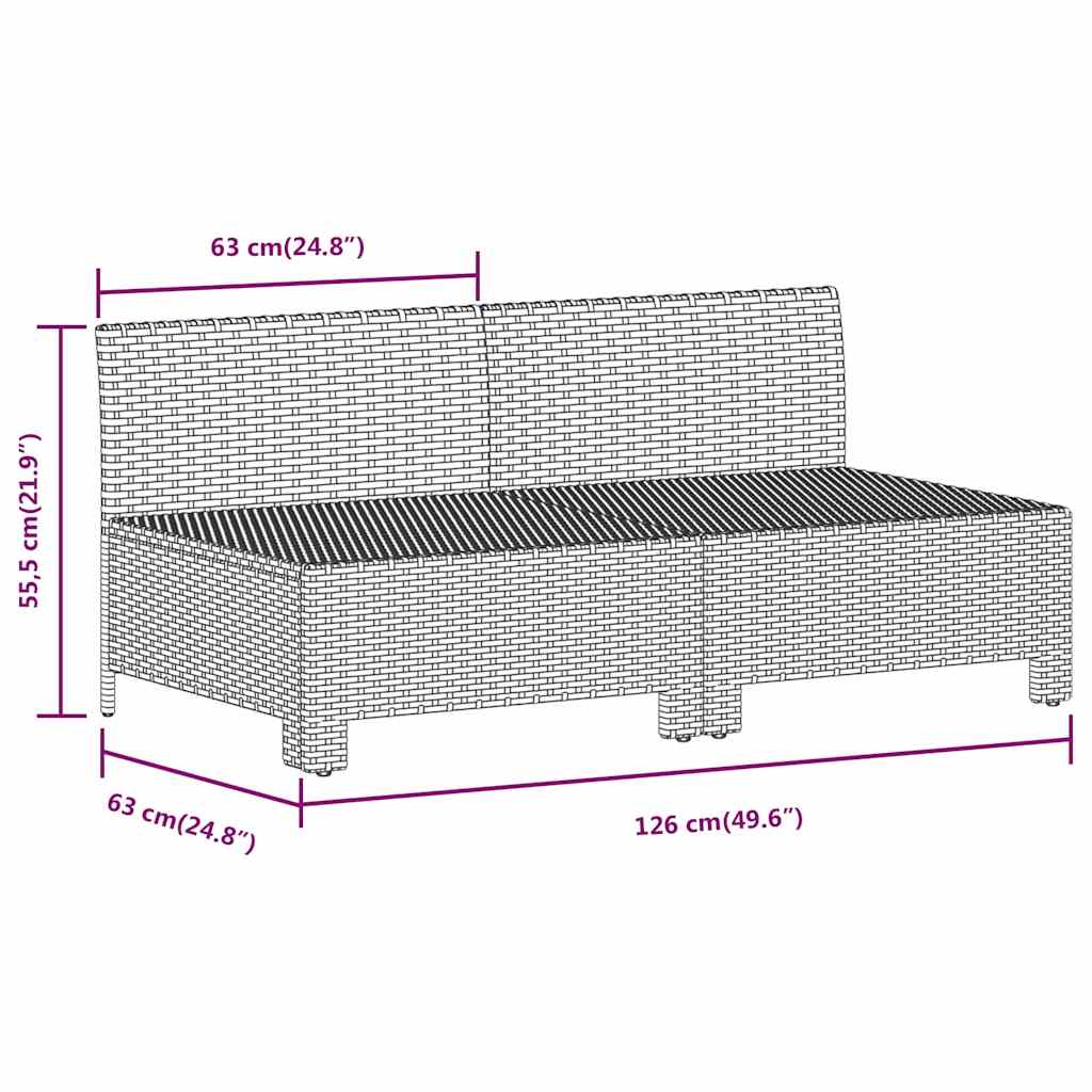 Garden Sofa 2 Seater with Cushions Grey Poly Rattan