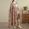 Plus Size Cotton Linen Vintage Floral New In Dresses for Women Casual Loose Long Spring Summer Autumn Dress