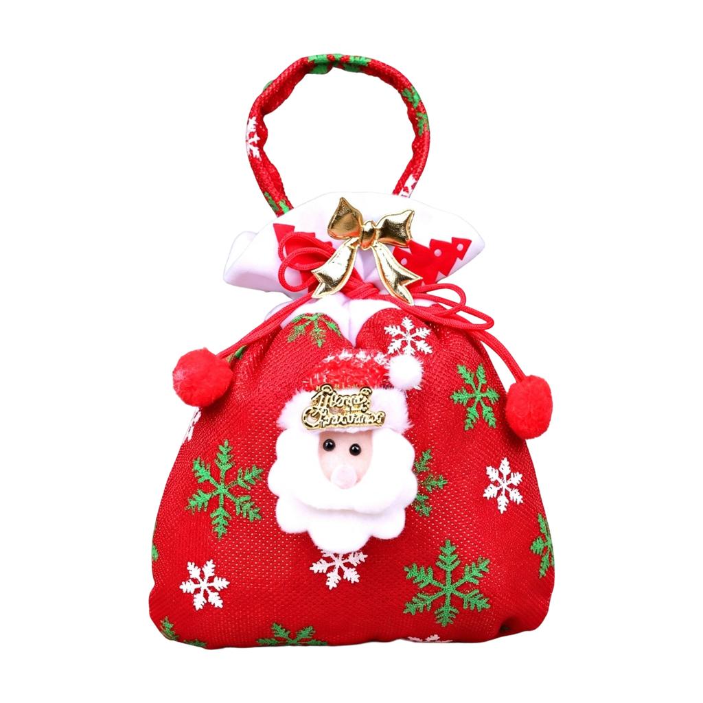 Red Christmas Bags with Santa Snowman for Kids Party Candy Gift Bags
