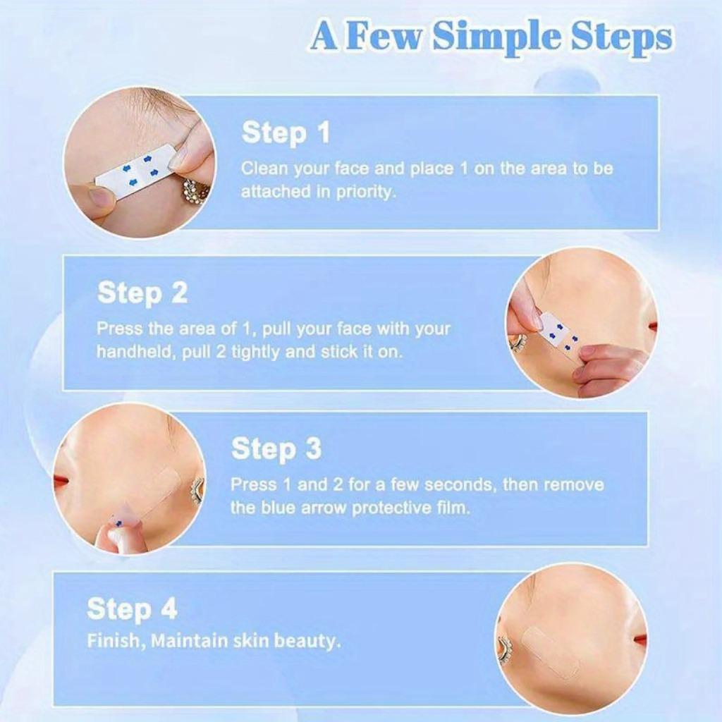 Neviditelné náplasti na obličej pro vyhlazení pleti, 60 ks-Paba zdarma, vhodné pro všechny typy pleti, kosmetické nástroje a doplňky pro péči o dvojitou bradu a obličej