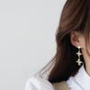 14K Real Plated CZ Cubic Zircon Flower Stud Earrings for Women Delicate Jewelry Crystal Star Long Earrings