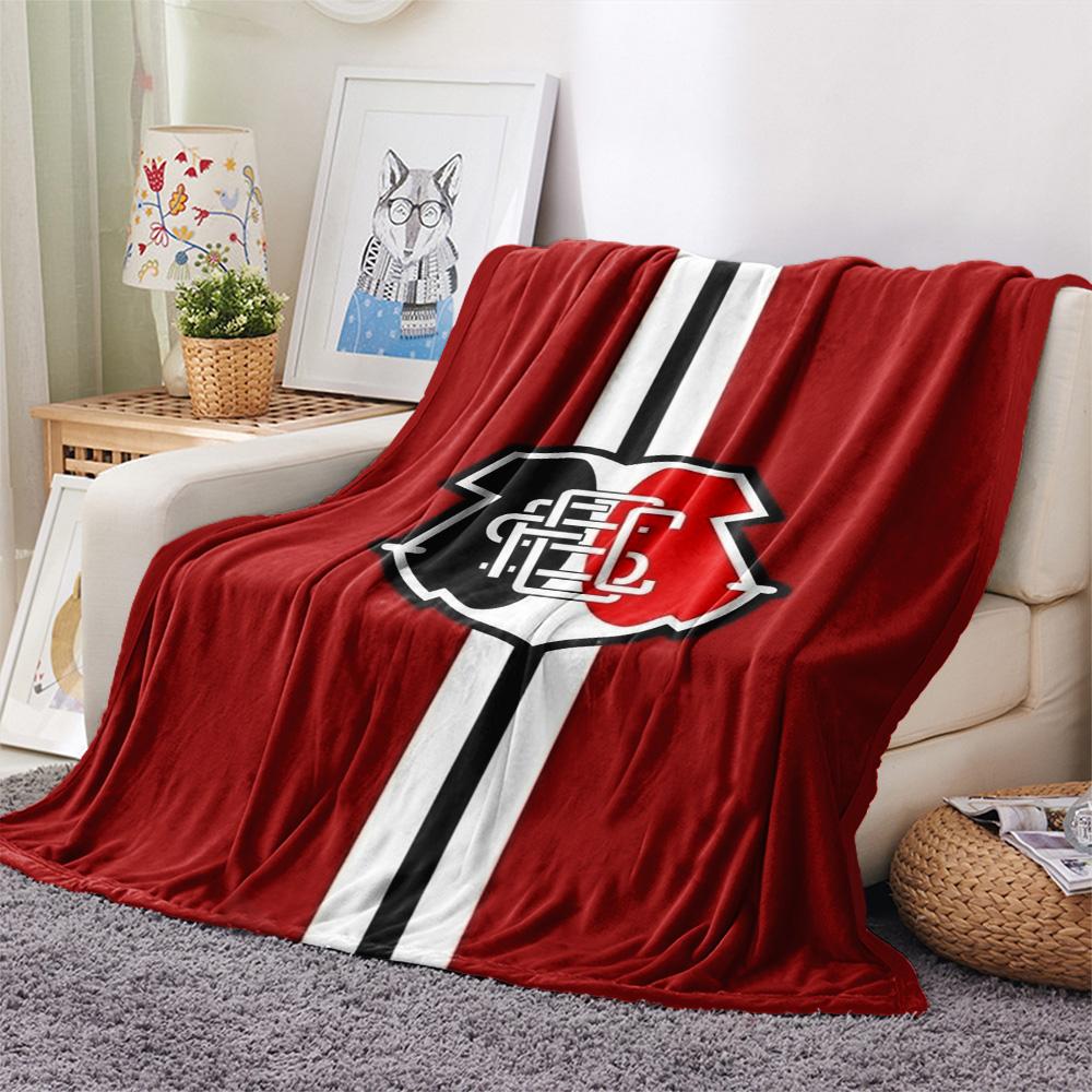CRF Club Red White Black Vertical Stripe Logo Print Flannel Blanket Soft Warm Throw Blanket For Sofa Bed Couch Brazil Soccer Fan Home Decor Gift