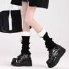 Lamb Wool Knitted Leg Warmers Furball Leg Cover Unique Ruffle Socks  Winter