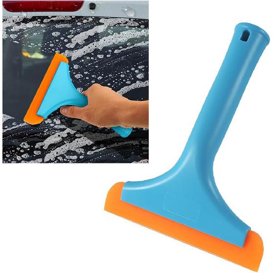 

Маленький силиконовый скребок для окон, 5,9 дюйма, лезвие-скребок для очистки воды с лобового стекла автомобиля с нескользящей ручкой, универсальный скребок для очистки лобового стекла автомобиля, синий