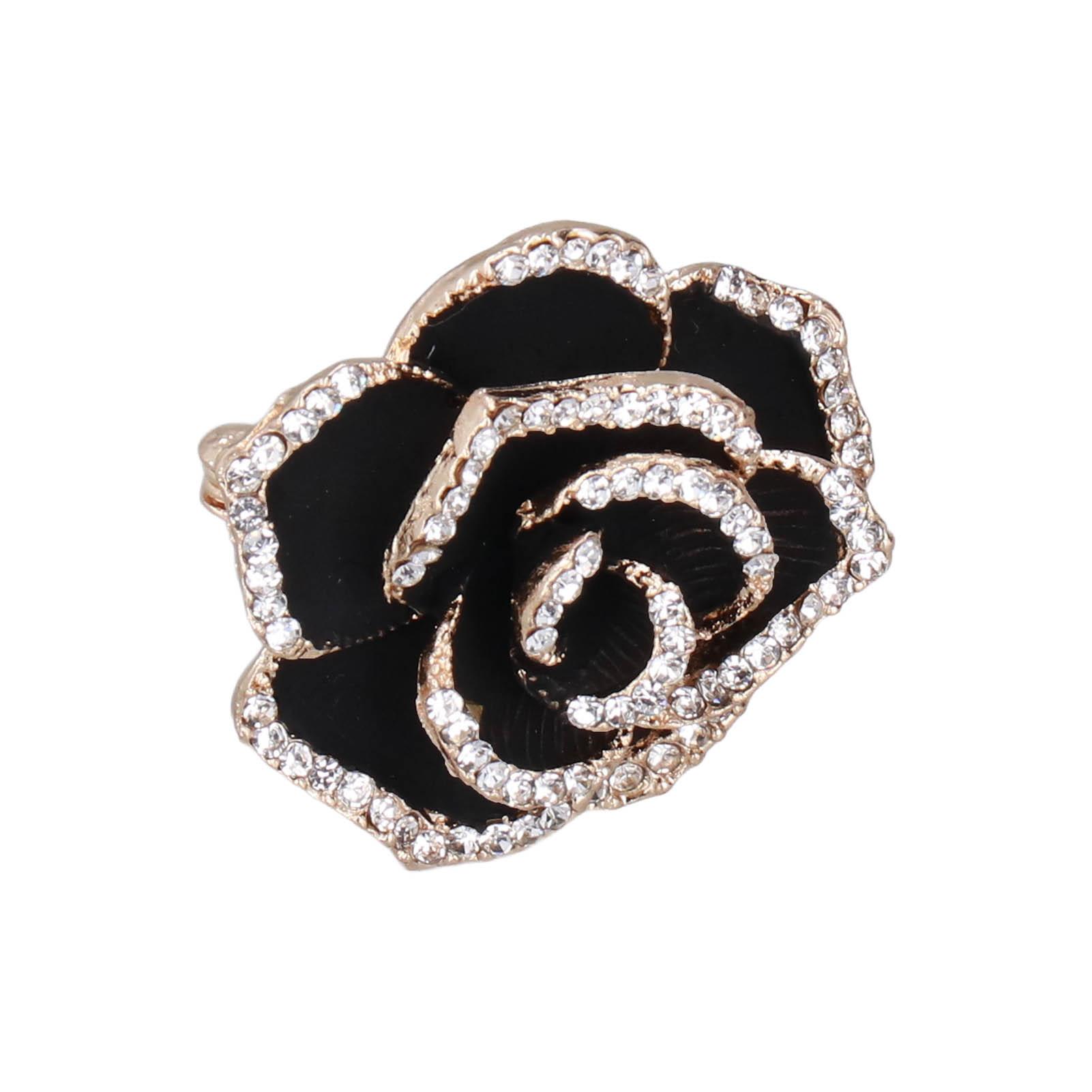 

Брошь-булавка в форме камелии, элегантная, изысканная, украшенная стразами брошь для женской одежды из шелка чёрный