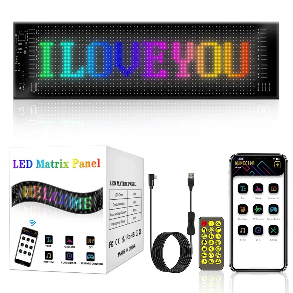 Demon Eyes Car LED Logo APP LED Matrix Pixel Panel Night Light DIY Programmable Flexible LED Display for Car Truck Accessories