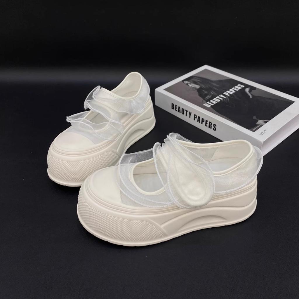 Small 7cm thick bottom 2025 summer new mesh Mary Jane bag head slippers women's muffin bottom light and half drag