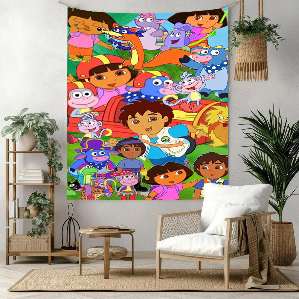 Dora Explorer Wall Decor Tapestry Art For Pet Memorial Birthdaywedding Party Backdrop Family Gift