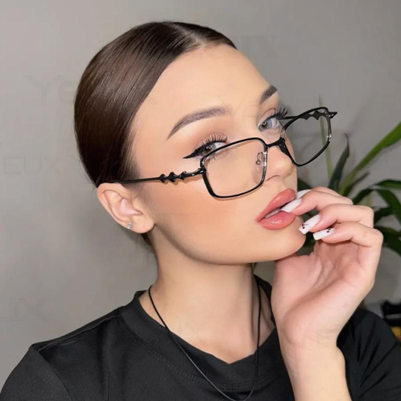 Protective Glasses 2pcs Simple Square Anti Blue Light Irregular Eyewear High-End with Metal Frame Narrow Frame Eyeglasses Frames