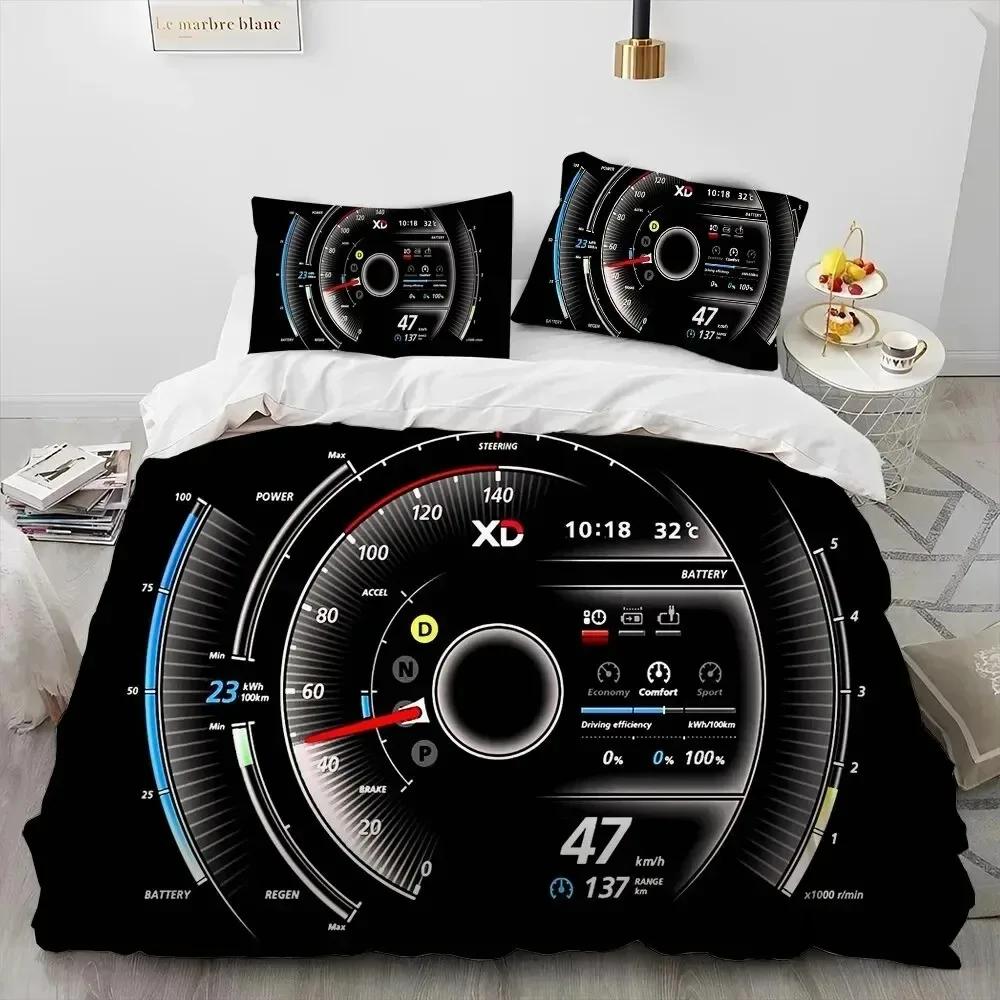 3D Racing Car Dashboard Comforter Bedding SetDuvet Cover Bed Set Quilt Cover PillowcaseKing Queen Size Bedding Set Adult Boys