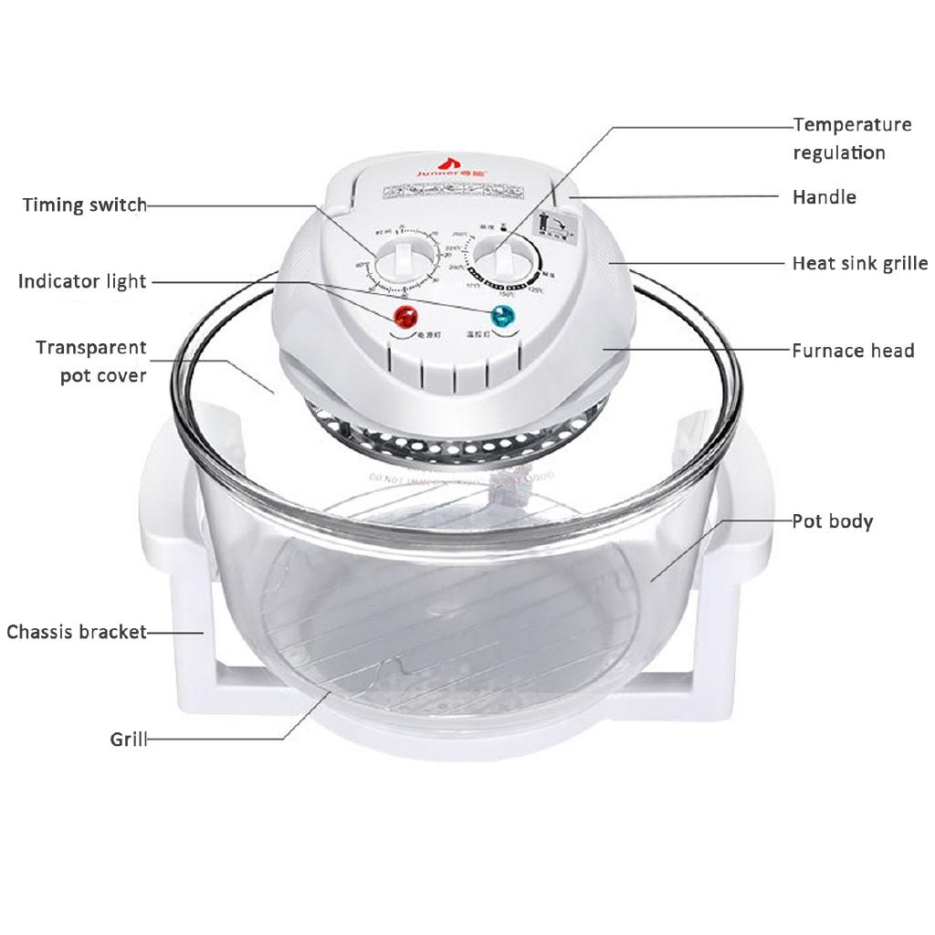 110V-240V Conventional Infrared Oven Roaster Air Fryer Turbo Electric Cooker Multifunction BBQ Bake Cook 12L 1300W