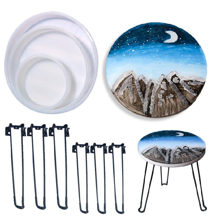 Ocean Table Resin Molds Round Stool Molds Silicone Desk Mold for Epoxy Resin