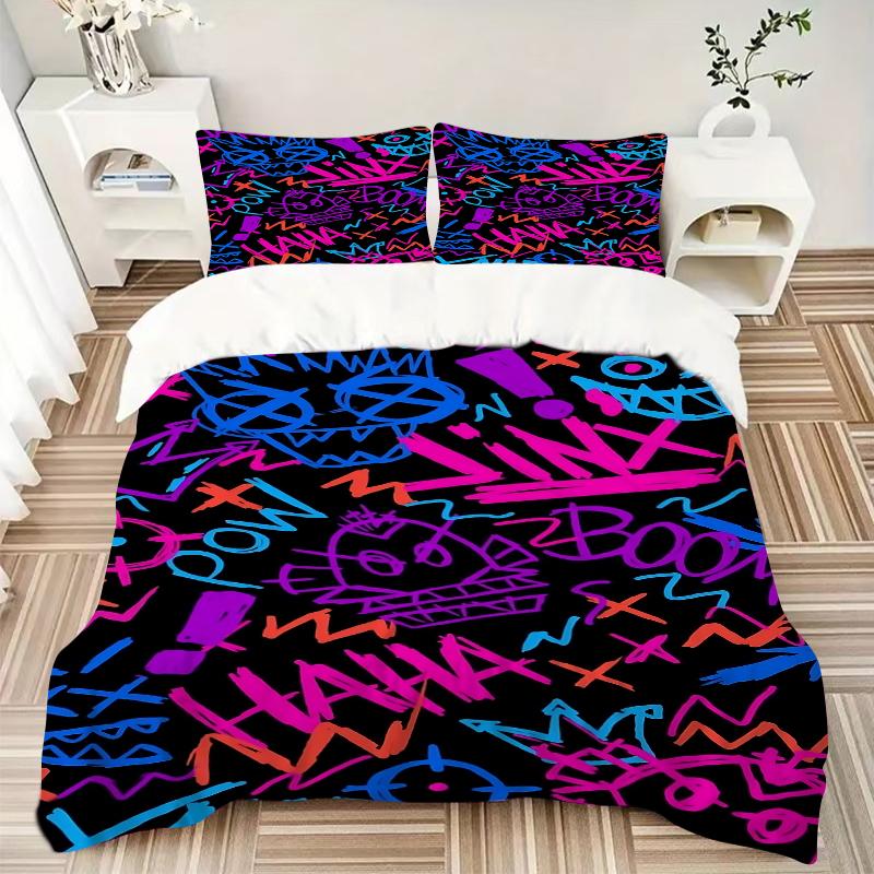 3Pcs Vivid Graffiti Art Bedding Sets For All Sizes New 3D Printed Bed Cover Comforter Duvet Cover Pillowcase Bedroom Decoration