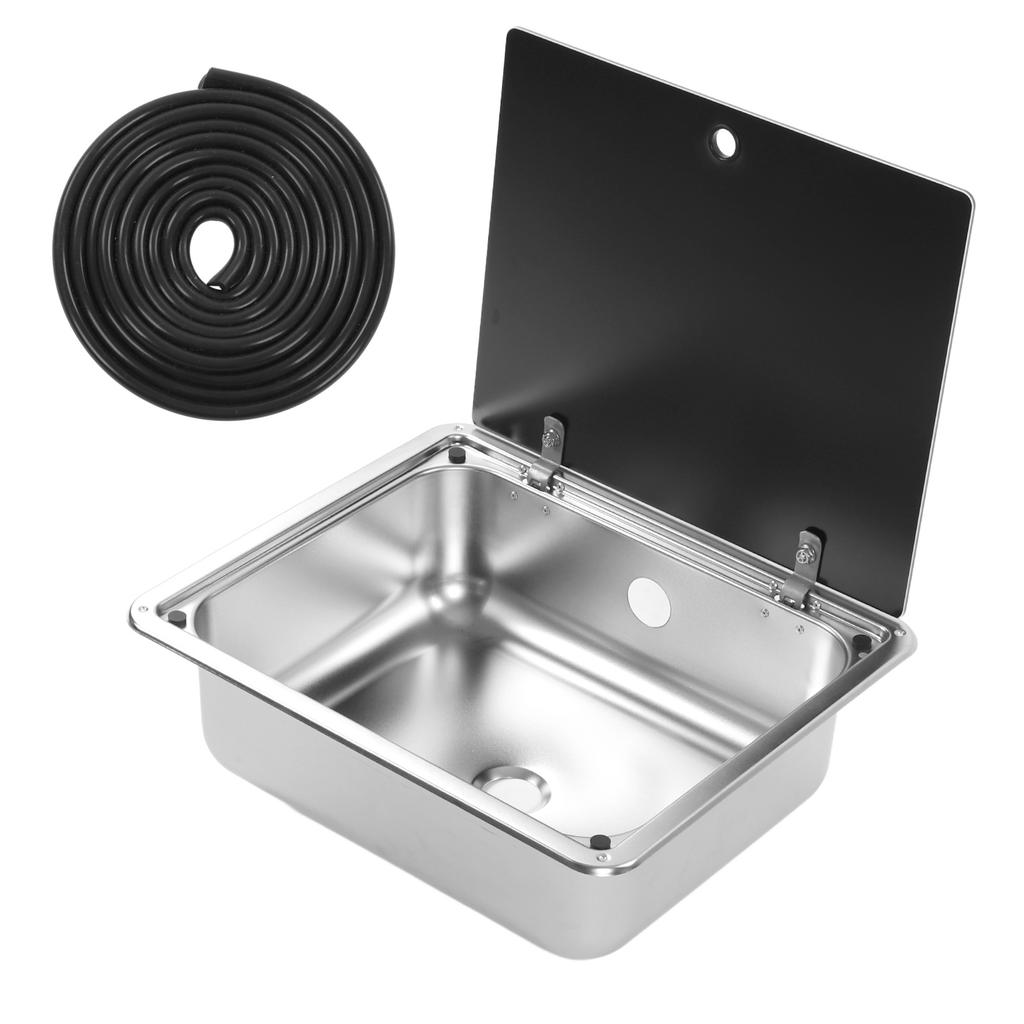 Kitchen Sink 304 Stainless Steel Flat Smooth Surface Easy Clean Square Water Sink for RV Yacht Bathr