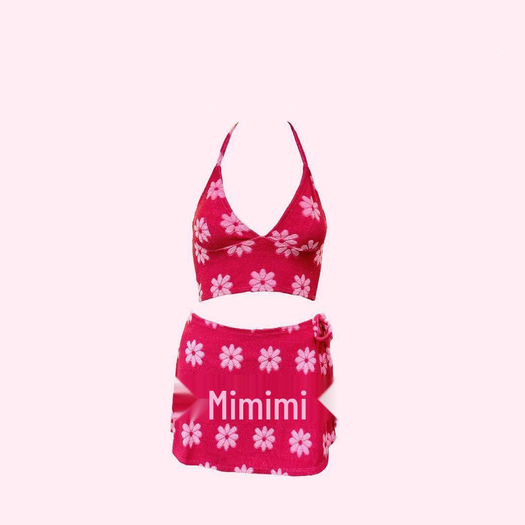 

Тайский купальник бикини из цветочной махровой ткани - 7 цветов, сексуальный раздельный дизайн для пляжного отдыха. L