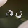 925 Silver Needle Zircon Flower Bead Screw Plant Stud Earrings For Women Classic Jewelry Light Accessories