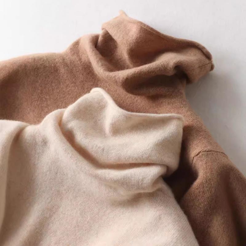 Women's High Neck Wool Sweater - 100% Pure Wool, Rolled Edge for Autumn/Winter - Versatile Cashmere Base Layer Knitwear.