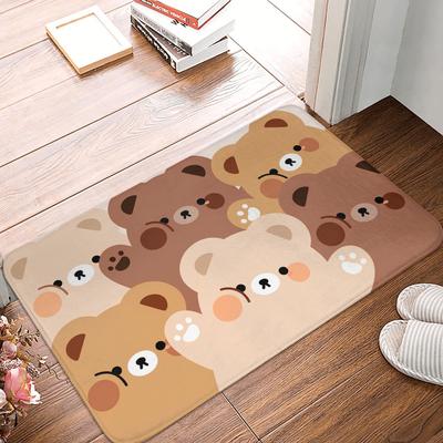Cartoon Cute Bear Welcome Front Floor Door Entrance Mats Indoor  Kitchen Bath Doormat Balcony Carpet Rug