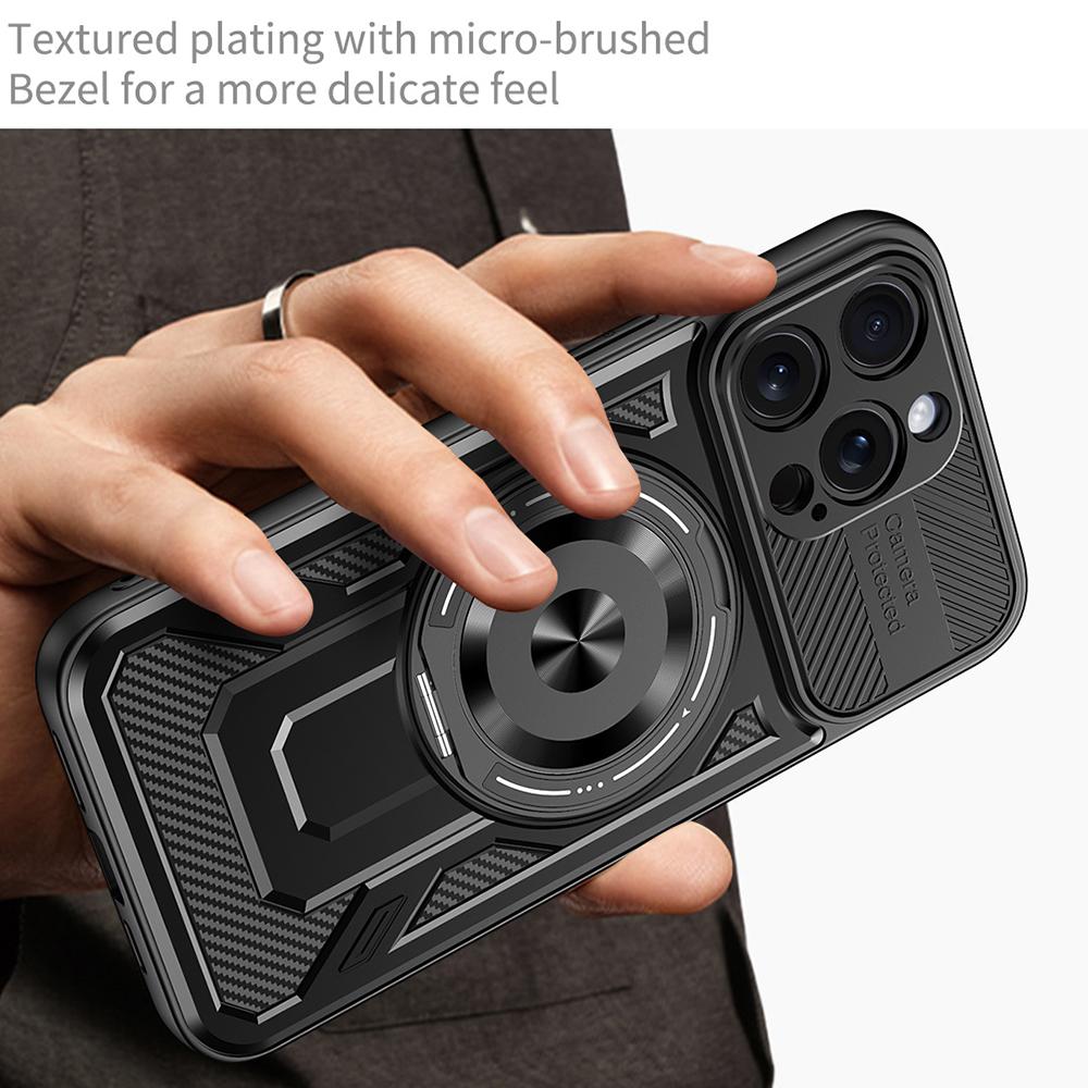For iPhone 15 Pro Max Case Compatible with MagSafe Rotating Kickstand TPU+PC Phone Cover