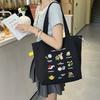 Large Capacity Shoulder Bag Cute Embroidery Versatile Literary Drawstring Lazy Wind Spring And Summer Candy Color