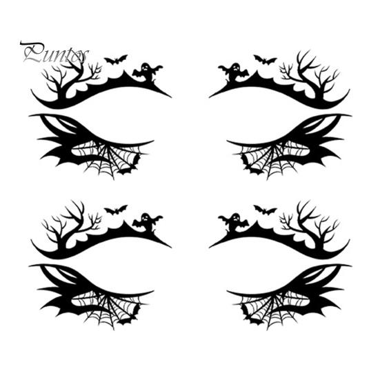 Cosmetic Transfers for Adults 2 Pairs Halloween Eye Tattoo Stickers, Waterproof Temporary Face Decals with Ghostly Decorations Pumpkin Bat Spider Web,