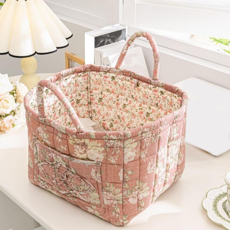Portable Fabric Storage Basket with Sturdy Handles Foldable Laundry Organizers Fabric Storage Basket for Household Use