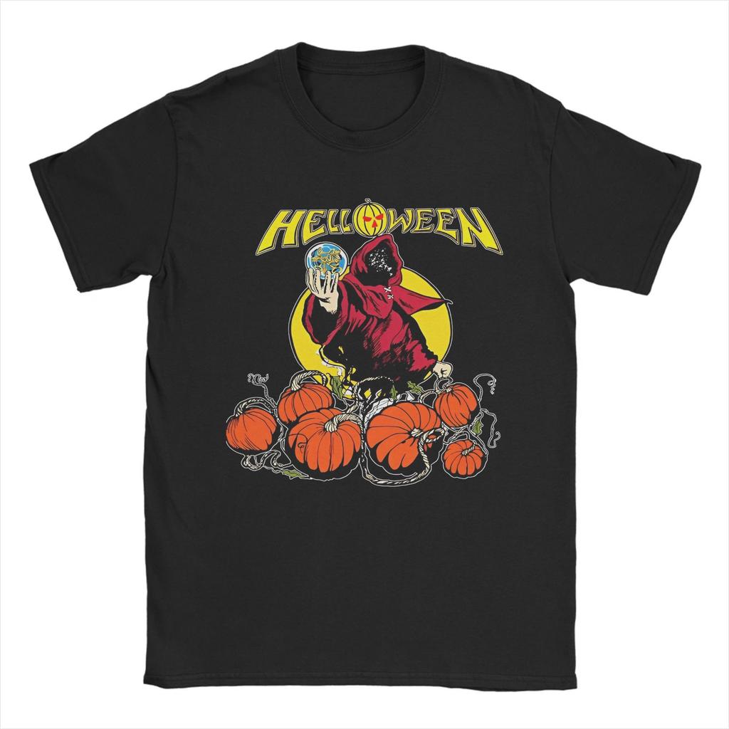 Heavy Metal Helloween Kapela Pánské Bavlněné Vintage Tričko s Kulatým Výstřihem Německé Power Rockové Tričko s Krátkým Rukávem Oblečení Plus Size