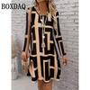 Women's Clothing Autumn Women Retro Flowers Dress Summer Vintage Causal Fashion Long Sleeve