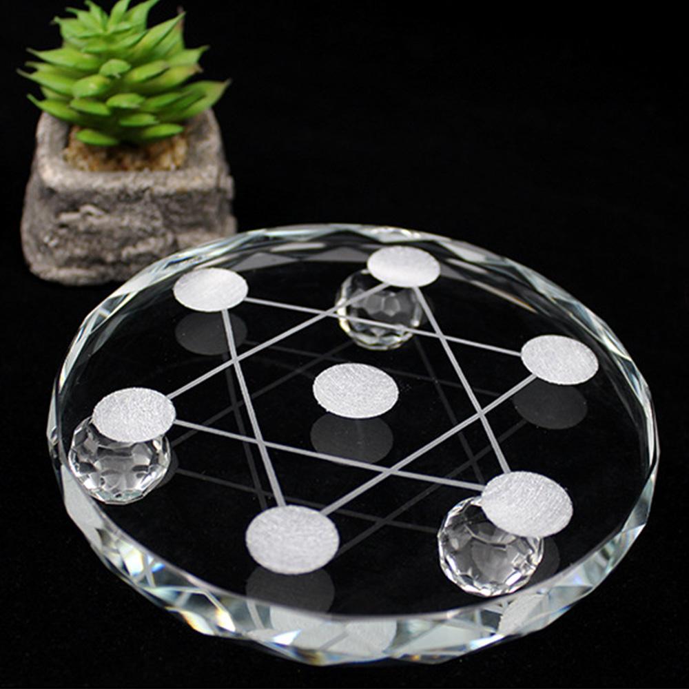 Seven Star Array 7 Star Plate Asian Quartz Crystal Healing Ball Base Sphere Stand Home Decor Ornaments Gifts 8cm