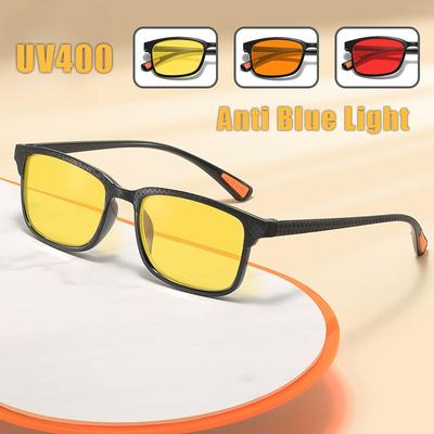 Occhiali da Vista Protettivi Anti-Riflesso con Lenti Arancioni e Rosse UV400 che Bloccano la Luce Blu per la Visione Notturna da Uomo