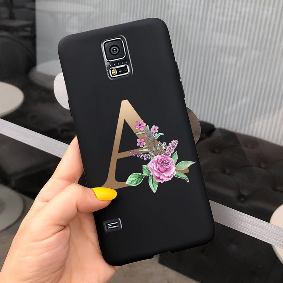 For Samsung Galaxy S5 I9600 Phone Case Flower Initial Alphabet Case For Samsung S5 Neo S 5 G900 G903F SM-G900F Soft Silicon Case