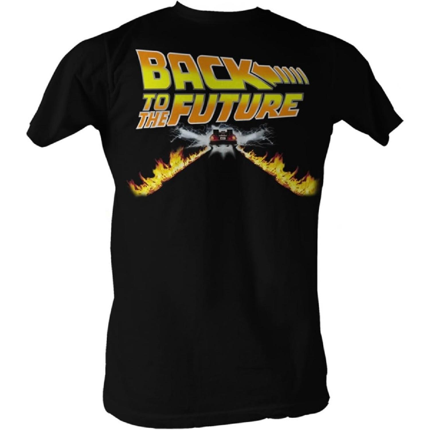 A&E Designs Back to The Future T-Shirt - Delorean Fire Tracks Adult Black XXXXXL разноцветный