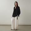 Less Women's Silk Loose Straight Long Sleeve Shirt