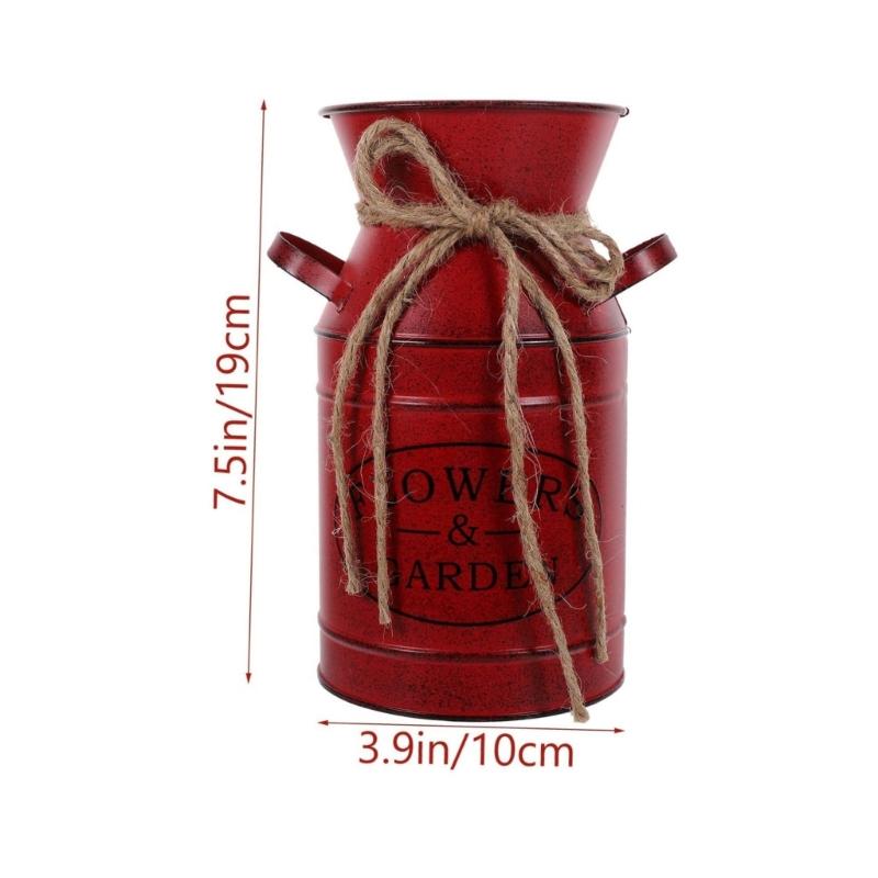 Shabby Chic Metal Flower Vases Farmhouse Decors Antique Milk Can Jugs Pitcher Storage Container For Bathroom Kitchen