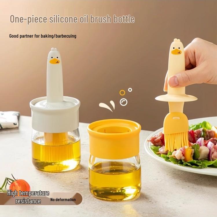 5 Yuan Newcomer Discount: Heat-Resistant Glass Oil Bottle with Silicone Brush for Home Baking & BBQ