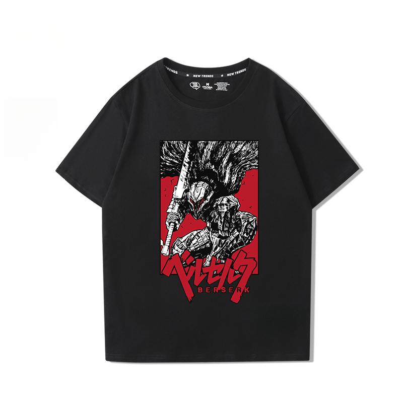 Berserk Anime Hübscher Druck 100% Baumwoll-T-Shirt Sommer Herren Lässig Bequem Atmungsaktiv Streetwear